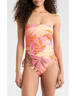 Sanctuary Banded Side Ruched One-Piece Swimsuit - Pink