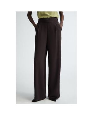 St. John Satin Back Crepe Wide Leg Pants - Black