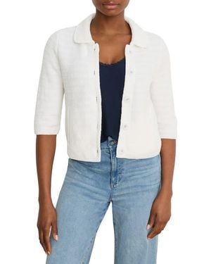 NIC+ZOE Elbow Sleeve Textured Knit Jacket - Blue