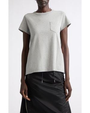 Sacai Mixed Media Pleated Poplin & Jersey Pocket T-Shirt - Multicolor