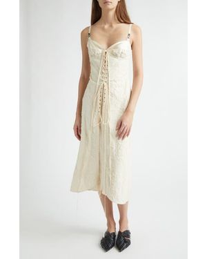 Meruert Tolegen Double Cup Floral Jacquard Midi Dress - Natural