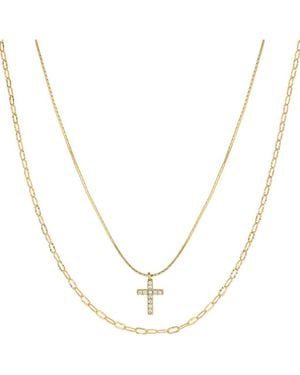 Bearfruit Jewelry 18K Plated Sterling Minimal Grace Necklace Set Holiday Gift Idea - Metallic