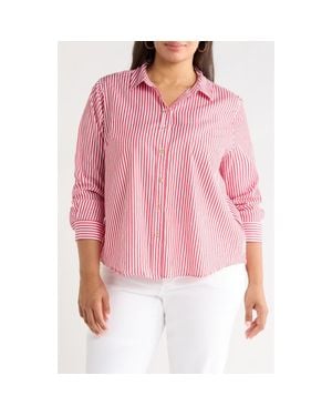 Beach Lunch Lounge Bentley Stripe Cotton Button-Up Shirt - Red