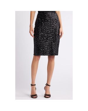 Open Edit Sequin Pencil Skirt - Black