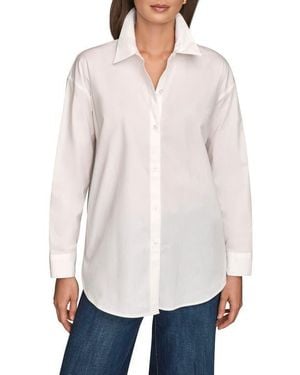 Donna Karan Long Sleeve Button-Up Shirt - White