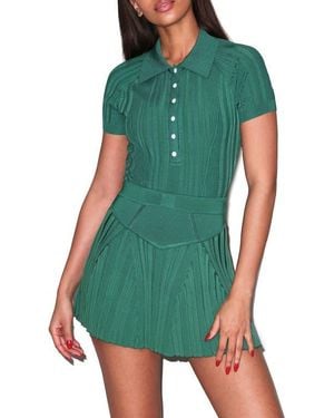 Fleur du Mal Rib Polo Bodysuit - Green