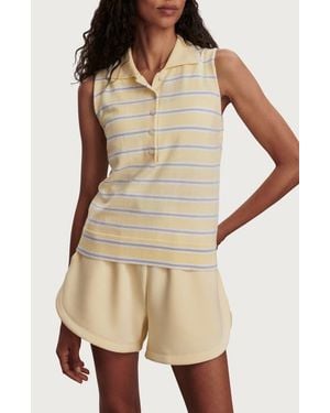Varley Rue Striped Polo Tank - Natural