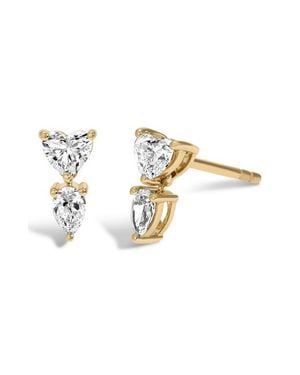 Adina Reyter Lab Grown Diamond Heart Drop Earrings - Metallic