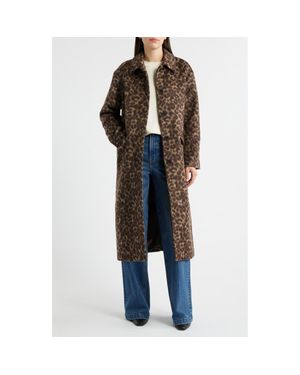 Madewell Single Breasted Leopard Print Trench Coat - Brown