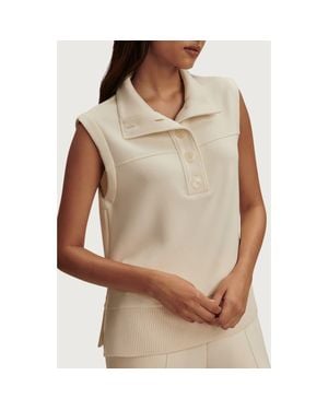 Varley Conall Half Button Sleeveless Top - Brown