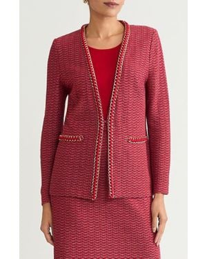 Ming Wang Whipstitch Chain Trim Knit Jacket - Red