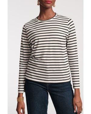 Frances Valentine Long Sleeve Striped T Shirt - Gray