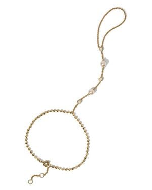 Nadri Esme Faux Pearl Hand Chain - White