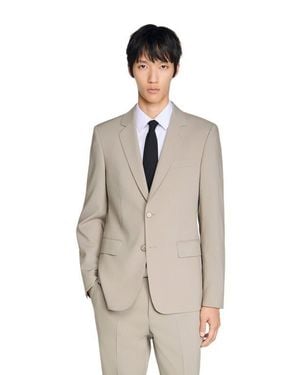 Sandro Wool Suit Jacket - Natural