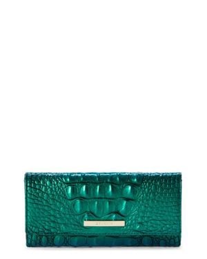 Brahmin Cordelia Croc Embossed Leather Wallet - Green
