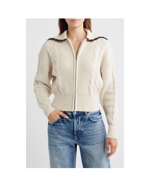 Rails Lune Cable Knit & Rib Cotton Blend Cardigan - Blue
