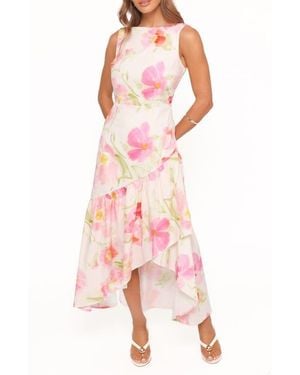 lace trim satin maxi dress Zoe Lace Detail Maxi Dress-Dusty Blue/Ivory