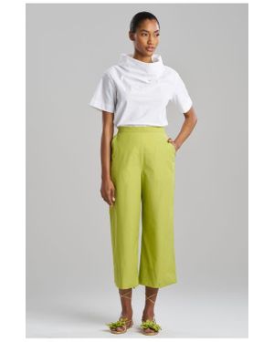 Natori Techno Poplin Cropped Pants With Embroidery - White