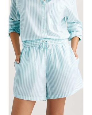 Tommy John Stripe High Waist Woven Sleep Shorts - Blue