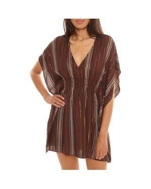 Becca Radiance Metallic Stripe Cover-Up Tunic - Brown