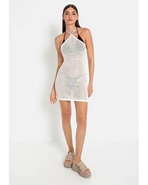 Lscn By Lascana Halter Neck Crochet Cover Up - White