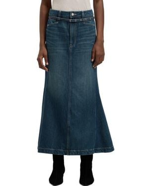 BOSS Peplum Denim Maxi Skirt - Blue