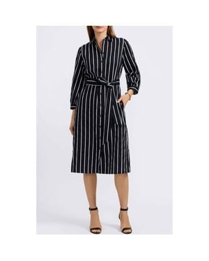 Foxcroft Esther Stripe Cotton Shirtdress - Black