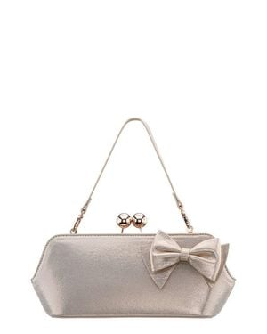 Nina Kenji Bow Frame Clutch - Natural