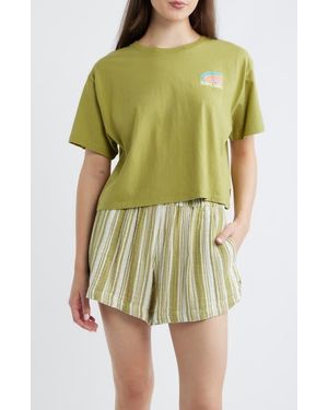 Rip Curl Surf Side Crop Graphic T-Shirt - Yellow