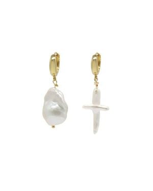 Velvet Luna Irregular Pearl Drop Earrings - White