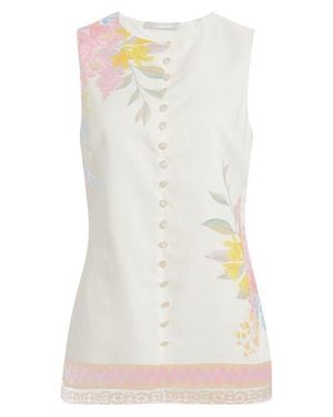 Tahari The Annalise Linen Blouse - White