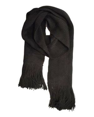 Voz Solid Fringe Scarf - Black