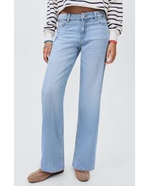 MANGO TEEN Rhinestone Straight Leg Jeans - Blue