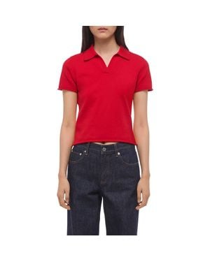 Helmut Lang Shrunken Knit Polo - Red