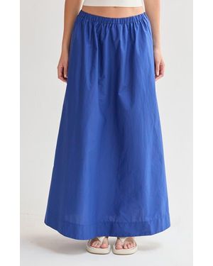 Crescent Gathered Poplin Maxi Skirt - Blue