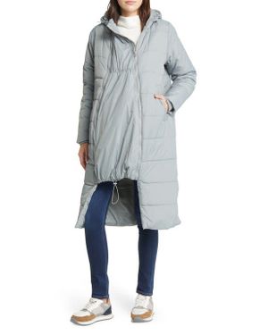 Modern Eternity 3-In-1 Long Quilted Waterproof Maternity Puffer Coat - Blue