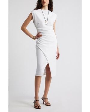 Nordstrom Ruched Cap Sleeve Dress - White