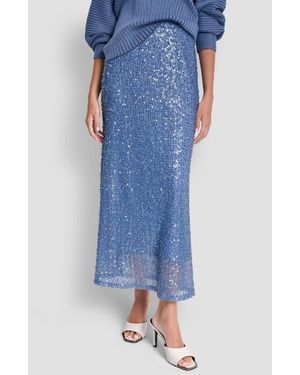 DKNY Pull-On Sequin Midi Skirt - Blue