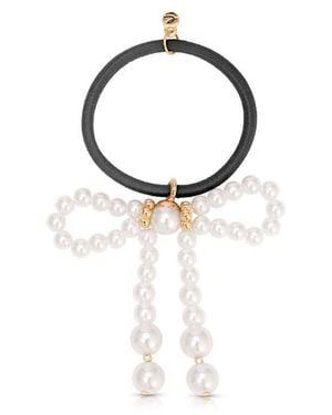 Ettika Aurora Faux Pearl Bow Hair Tie - Black