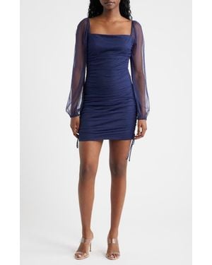 Jump Apparel Long Sleeve Ruched Minidress - Blue