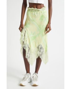 Collina Strada Waterlily Asymmetric Crepe Midi Skirt - Green