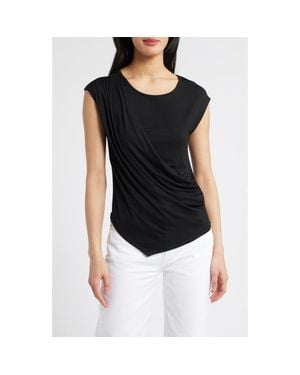 Loveappella Drape Asymmetric Top - Black