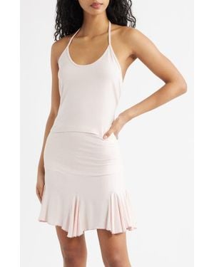 Bella Venice Mollie Knit Scoop Neck Halter Top - White