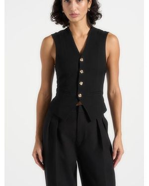 Manière De Voir Christine Tailored Cinched Waistcoat - Black