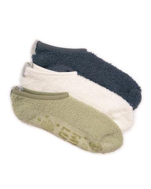 Muk Luks Ballerina Cozy Socks With Grippers, 3 Pair Pack - Blue