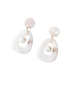 LIKHÂ Mother-Of-Pearl Hollow Earrings With Inner Pearl - White