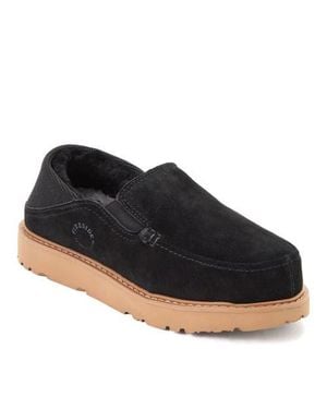Dearfoams Fireside Suede Sport Knit Loafer Slippers - Blue