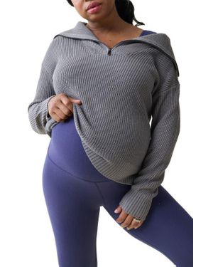 Ingrid & Isabel Quarter Zip Maternity Sweater - Gray
