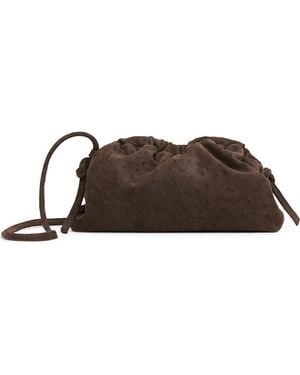 Mansur Gavriel Mini Cloud Ostrich Embossed Suede Clutch - Brown