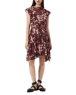 fleur textured asymmetric hem dress Levina Asymmetric Floral Ruffle Maxi Dress